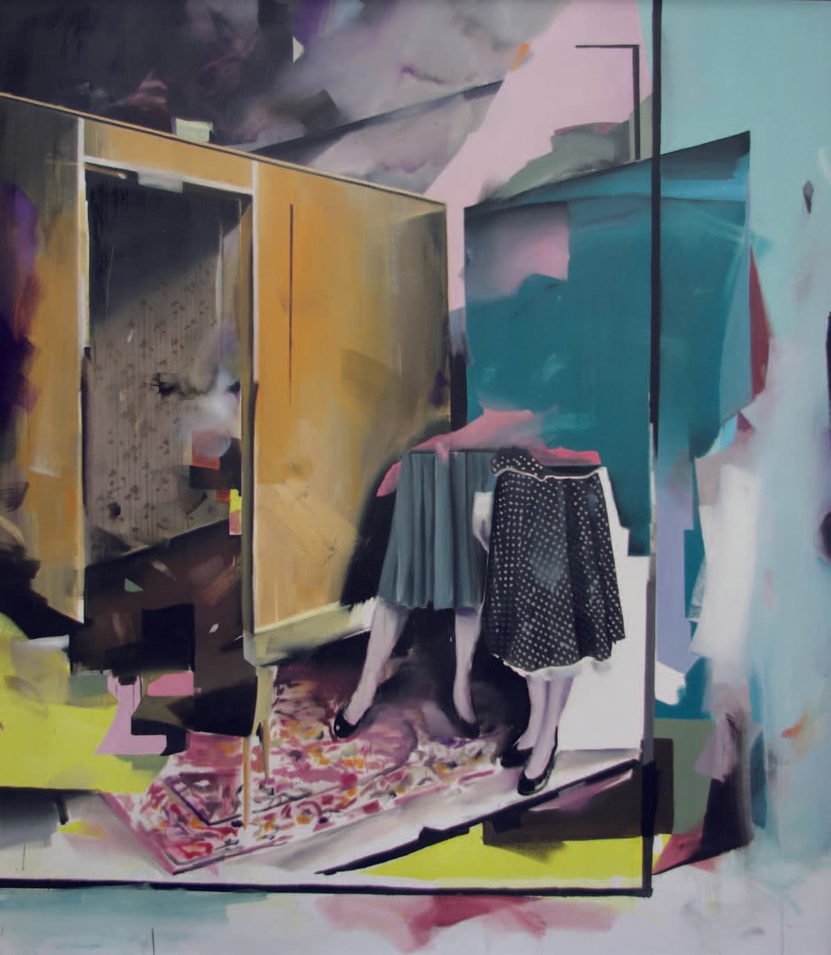 Moderne Zeiten mit hohlen Denkmälern 155x135cm Öl auf Leinwand 8.000